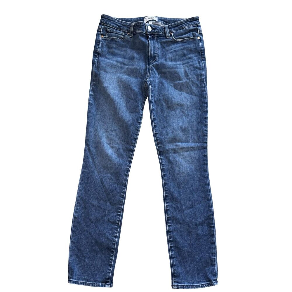 Paige Skyline Ankle Peg‎ Jeans Size 30 Distressed Medium Wash Denim Blue Hills